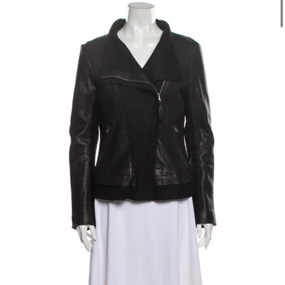 MACKAGE Leather Wool Black Biker Jacket. Size: S